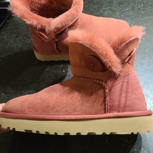 UGG Red berry colored button ankle booties